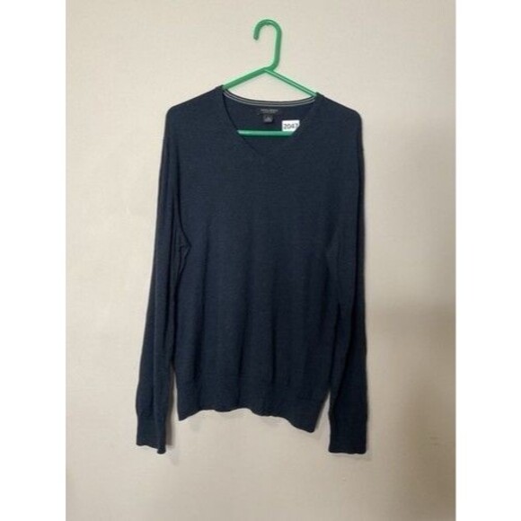 Banana Republic Silk/Cotton/Cashmere V-Neck Preppy Sweater Men Size L Blue - Picture 9 of 10